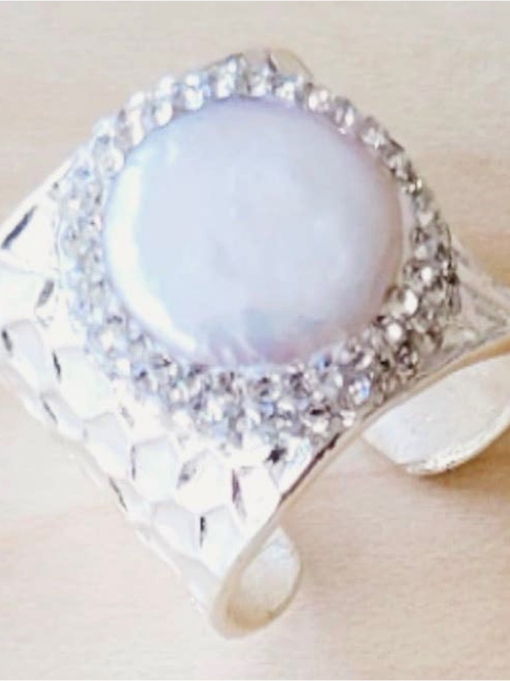 Hammered Silver & Mother-Of-Pearl